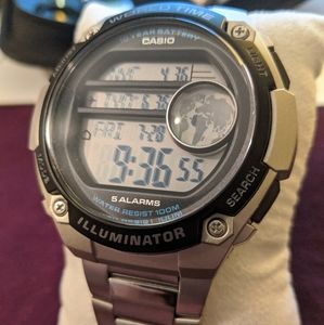 Casio WorldTime stainless steel watch AE-3000w